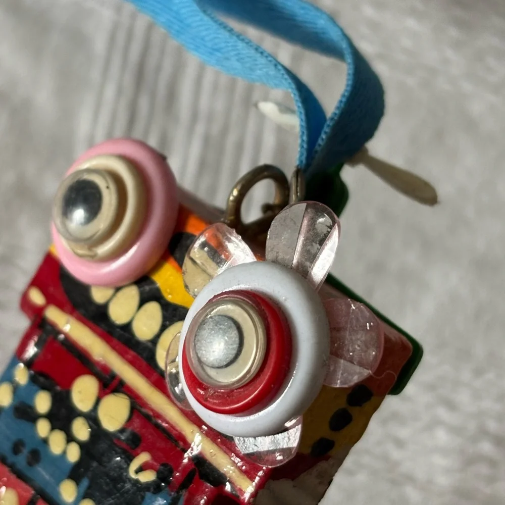 Colorful Robot necklace/deocr/Keychain with Googly Eyes